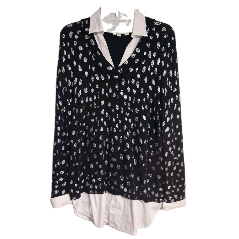 Women's Chico's Layered Animal Print? Sweater Size 2 (12)